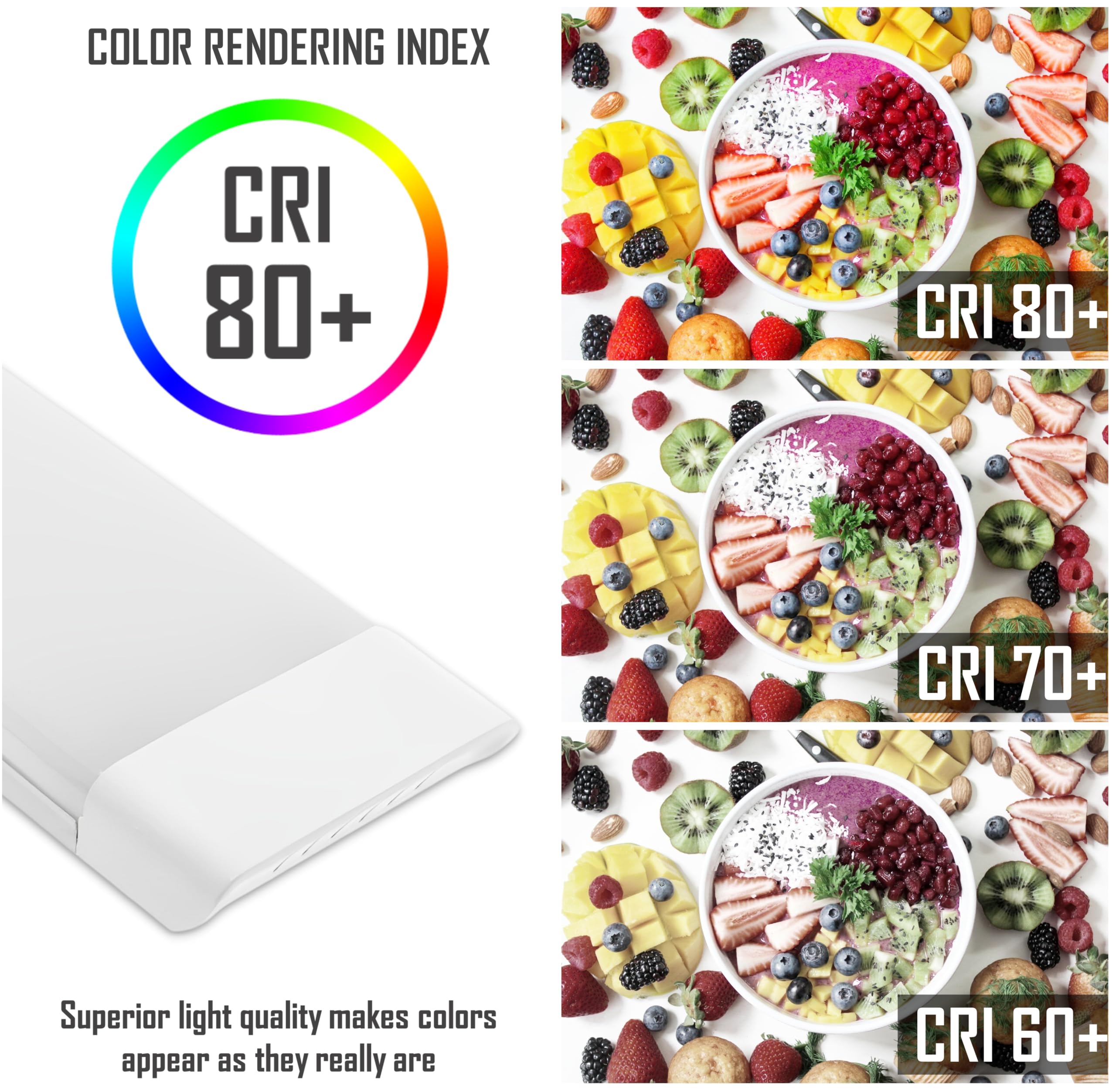 CLAR - Neon LED 120CM, Reglette LED 120CM, Neon Garage, Reglette Garage, 80W, Blanc Froid 6500K (Pack 5)