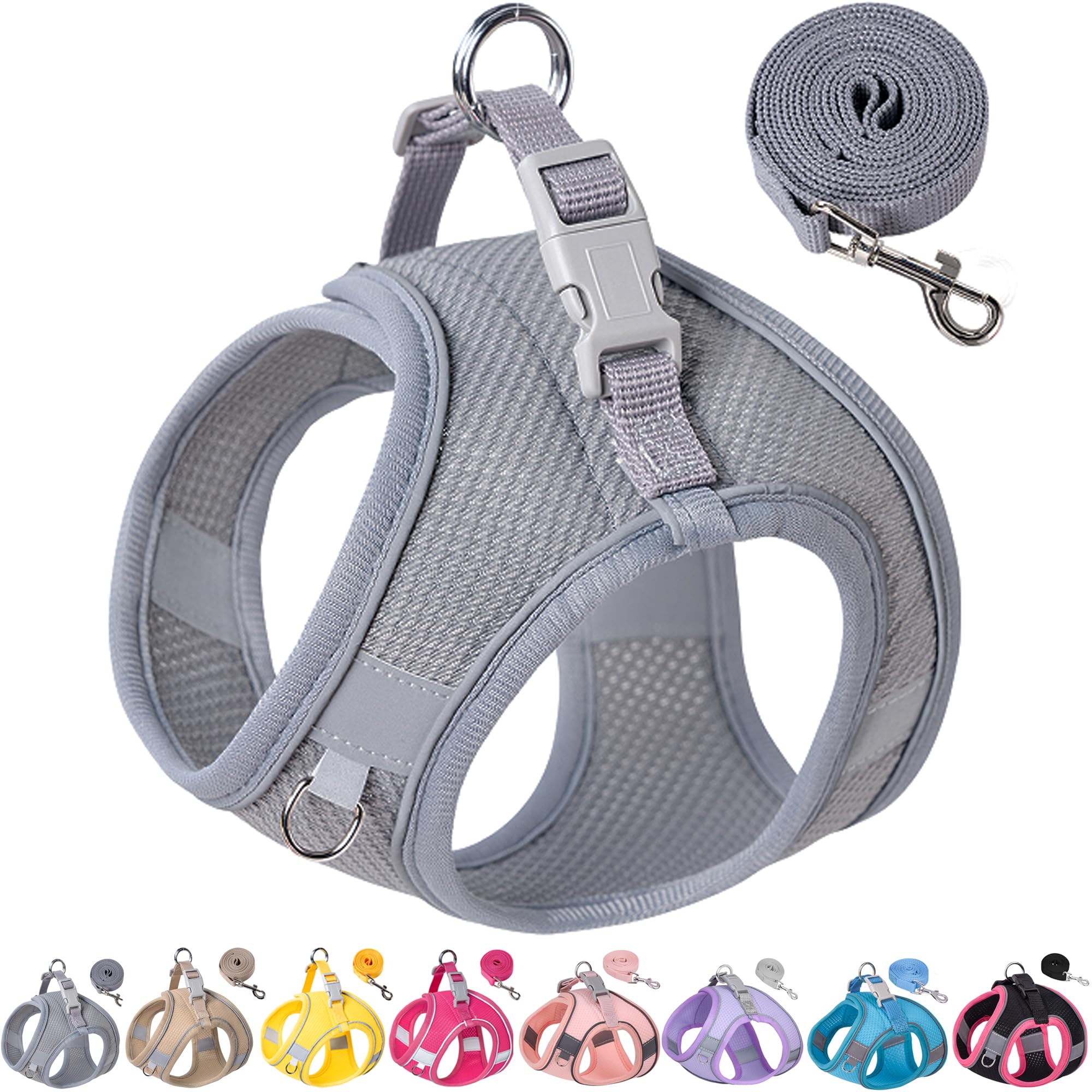 Aecllcea Dog Harness for Small Medium Sized Dog, Puppy Harness and Leash Set Training, Dog Harness and Leash Set, Dog Vest Harness, Dog Harness Small Sized Dog, Small Dog Harness. (Grey, XXS)