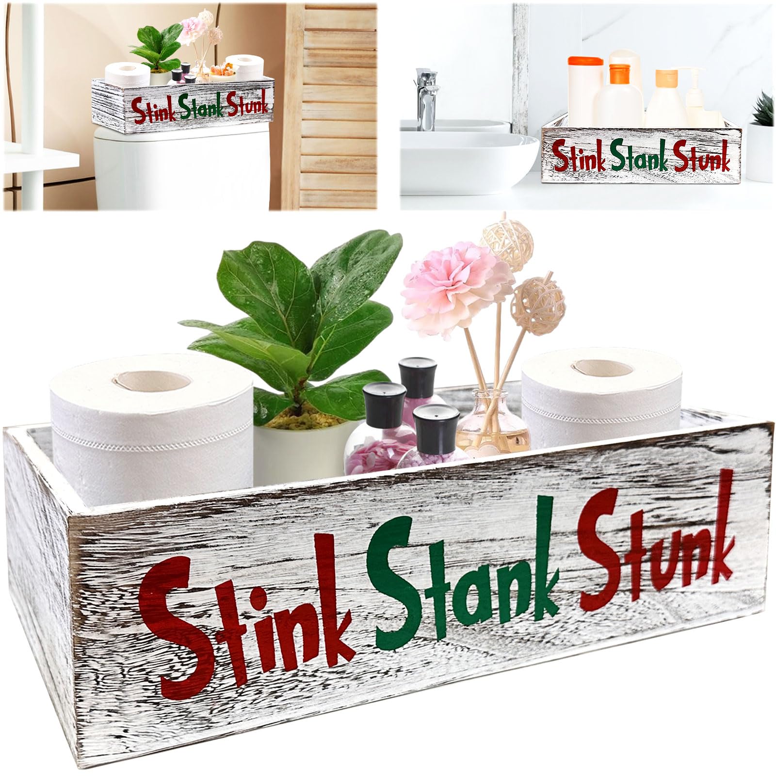 Photo 1 of **BROWN NOT WHITE** Wooden Stink Stank Stunk Bathroom Decor, Stink Stank Stunk Decor, Stink Stank Stunk Bathroom Decor Toilet Paper Box