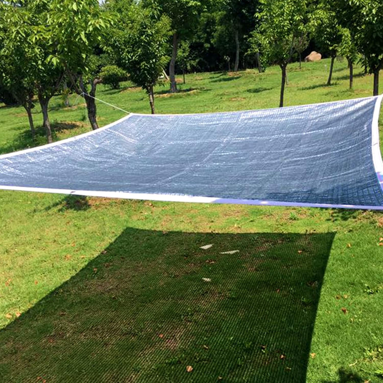 85% Reflective/Heat Insulation/No Heat Absorption Aluminum Foil Shade Cloth,Anti-Aging Breathable Mesh Tarp,Sun Shade Sail with Grommets,for Greenhouse Courtyard Roof (2x3m/6.6x9.8ft)