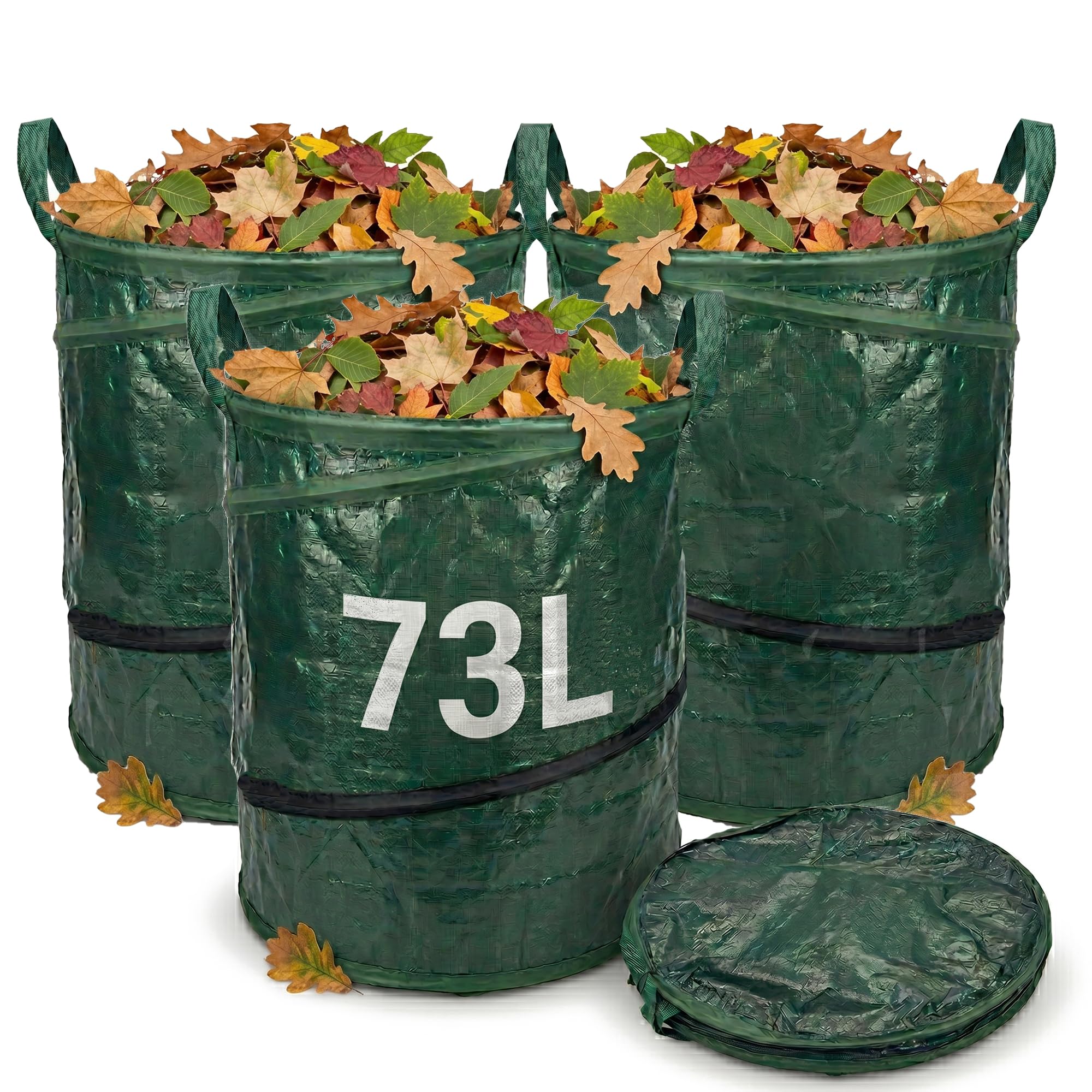 Garden Waste Bags 73L Pop Up Garden Refuse Bags with Handles Reusable Waterproof Garden Sacks for Leaves Grass Debris Outdoor Waste Bags (3)