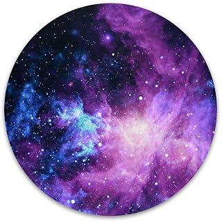 Atufsuat Mouse Pad, Premium-Textured Small Round Mousepad 7.9 x 7.9 Inch, Cute Mouse pad for Wireless Mouse, Waterproof Non-Slip Rubber Base Mouse Mat for Laptop PC Office Women Kids, Purple Universe