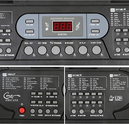 Miniatura 31 de Hricane Teclado de piano, 61 teclas, teclado electrónico para principiantes, teclado digital portátil de música, instrumento musical de educación
