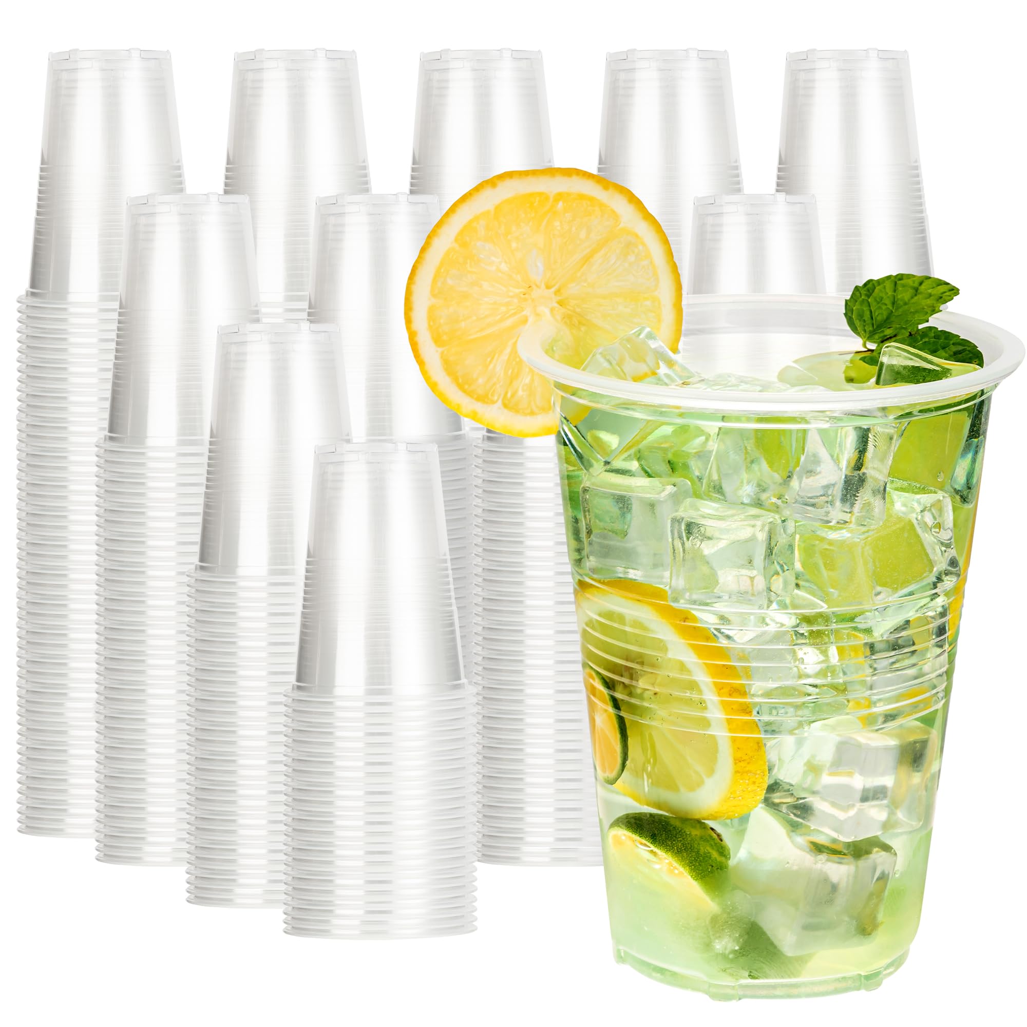 YEEHAW 16 oz Plastic Cups, 240 Pack - Clear Disposable Drinking Water Cups for Cold Beverages, Ideal for Party
