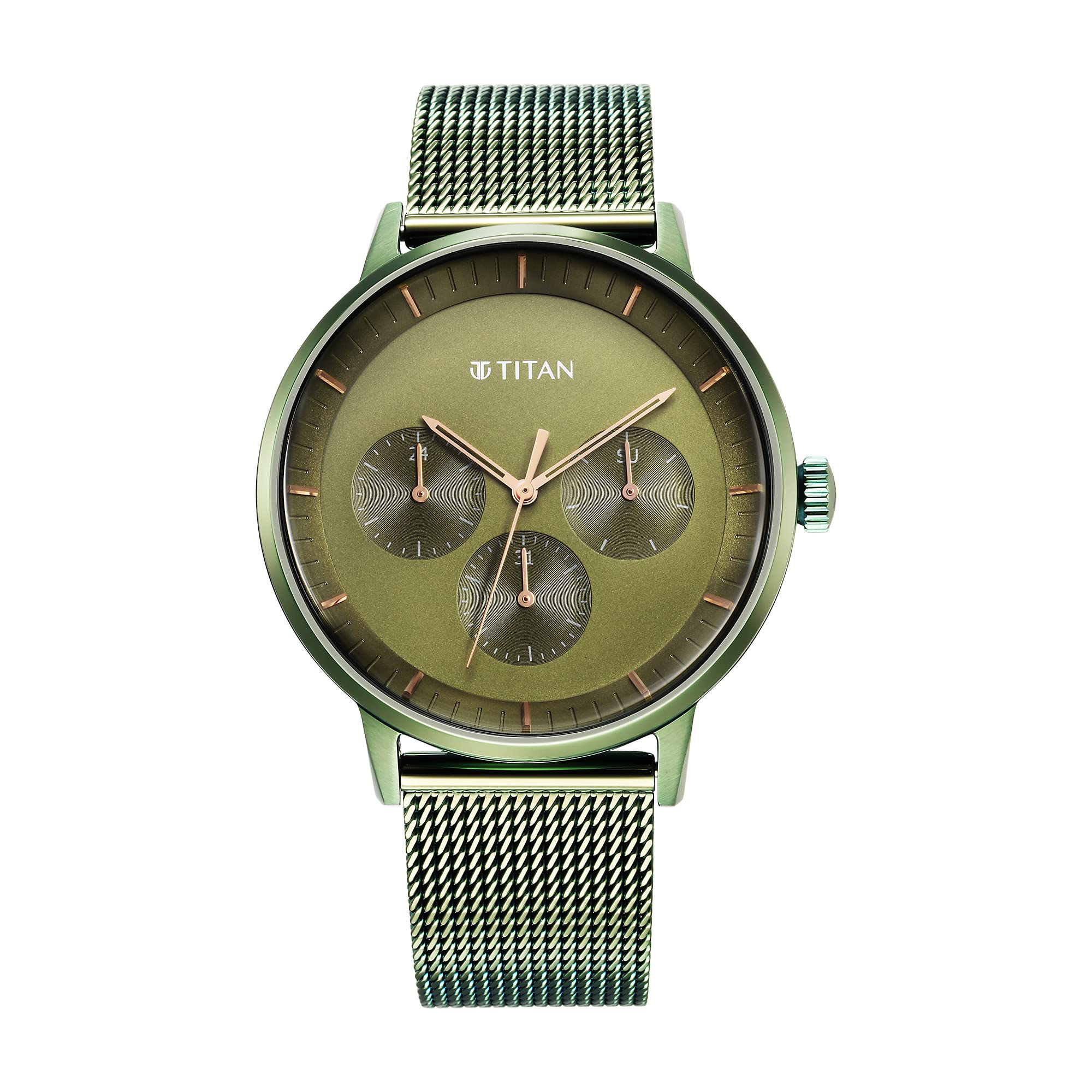 Titan Modern Classics Green Dial Quartz Multifunction Stainless Steel Strap Watch for Men-NS94006QM03 (B0C3W79T3V) Amazon Price History, Amazon Price Tracker