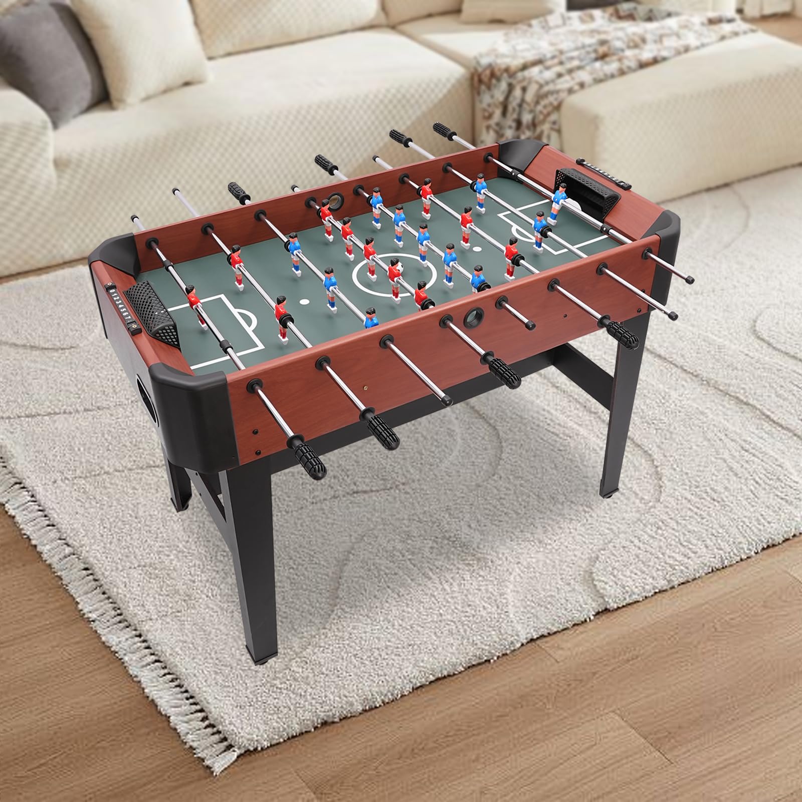 FXEIPOL Foosball Table 47.2 x 24 x 31.8In Game Table Foosball Game Set with Ball Storage Box for Living Room, Game Room