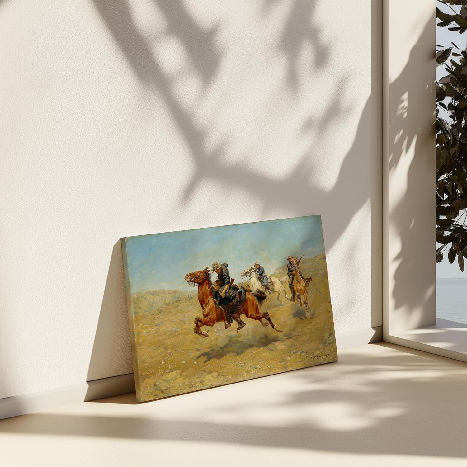 Poster Master My Bunkie Painting Canvas - Retro Cowboy Print - Western Art - Gift for Men & Women - Wild West Art - Landscape Decor for Bedroom, Living Room or Office - 8x10 STRETCHED Canvas