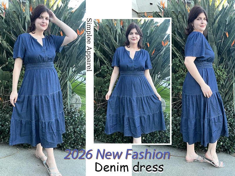 denim empire dress Simplee Womens Summer Denim Dress