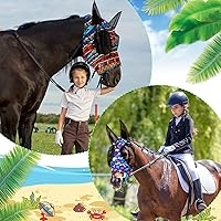 Vista 5 de Weewooday 2 máscaras de mosca de caballo para caballos, máscaras suaves para orejas, máscara suave y elástica con protección UV
