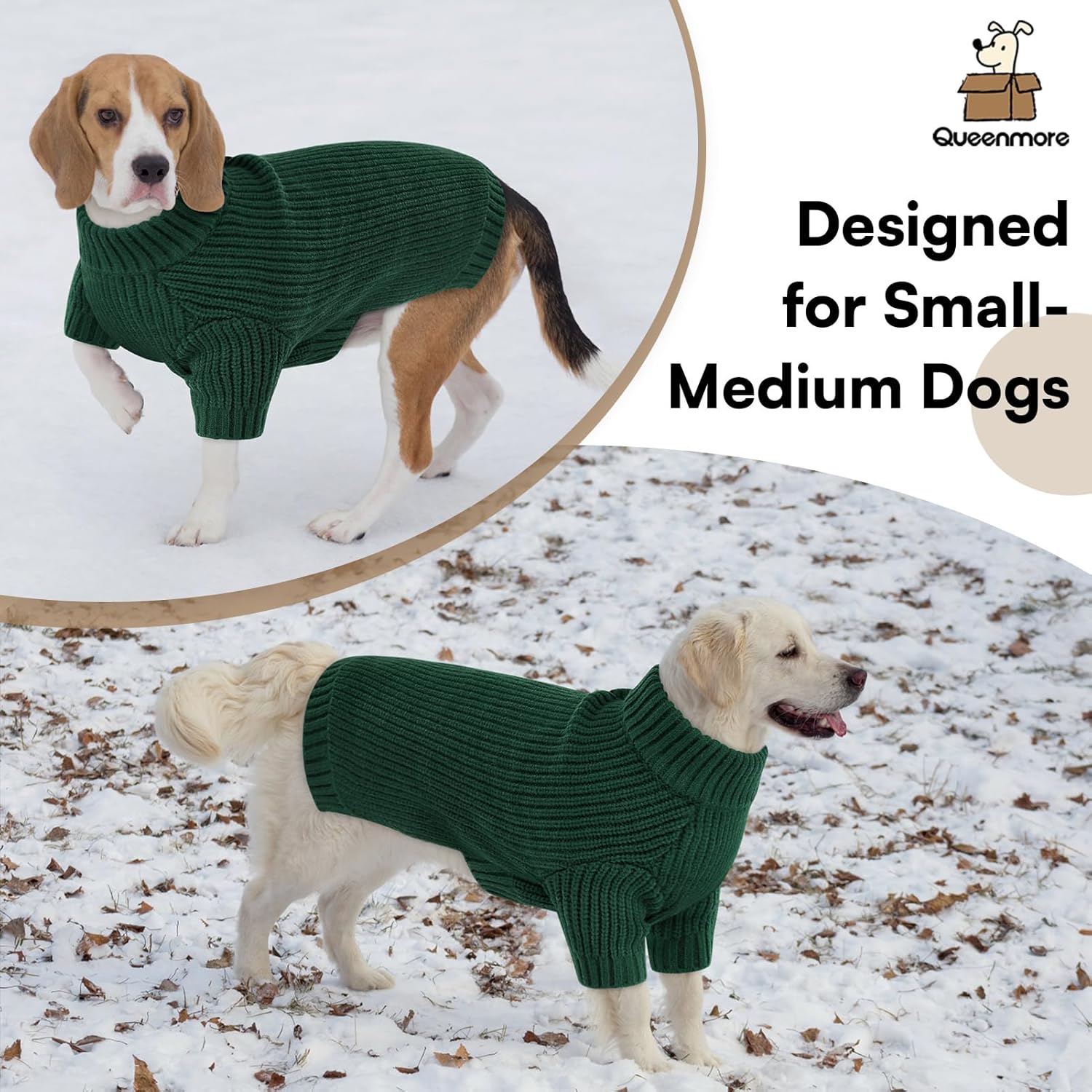 Queenmore Dog Sweaters for Small Dogs Girl,Small Dog Sweater,Dogs Christmas Sweaters,Thick Knit Turtleneck Pullover,Extremely Soft & Warm Pet Winter Clothes for Puppy Cats Boy Male Female