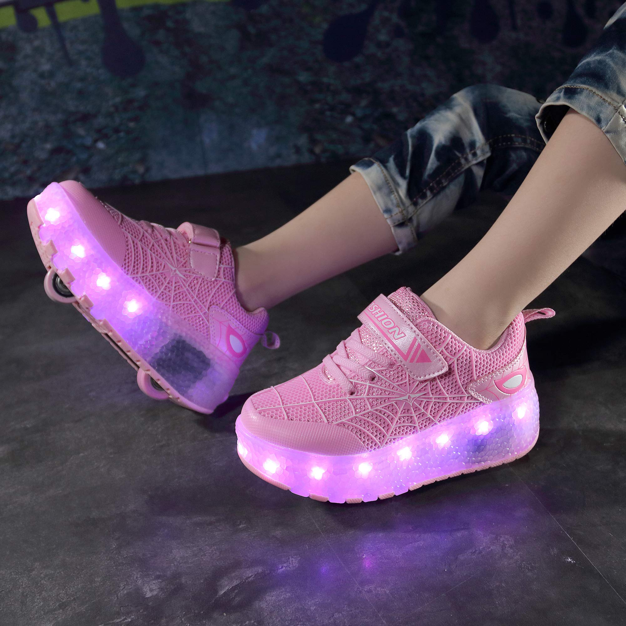 Axcer buty do jazdy na deskorolce LED migające koła automatyczne chowane wygodne buty do biegania na świeżym powietrzu 7 kolorów zmiana koloru koła gimnastyczne buty szlakowe
