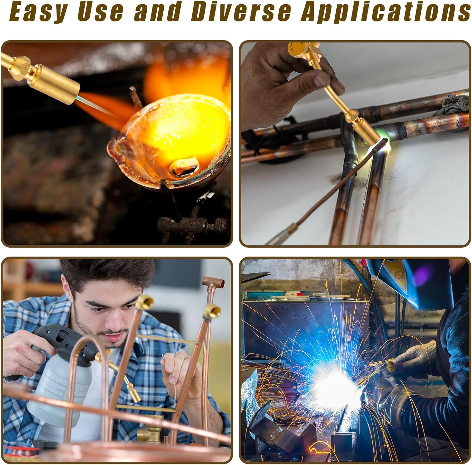 2 Pcs Brass Pencil Flame Propane Torch Head Gas Welding Torch Head Nozzle Propane Torch Tip Fuel by Propane Cylinder Bottle for Thawing, Brazing and Cooking