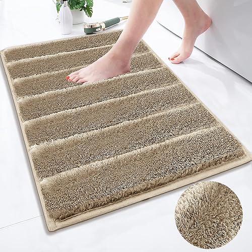 Juego de alfombras de baño de lujo, antideslizantes, ultra suaves y absorbentes de agua, lavables a máquina, de secado rápido, para ducha (café, 17