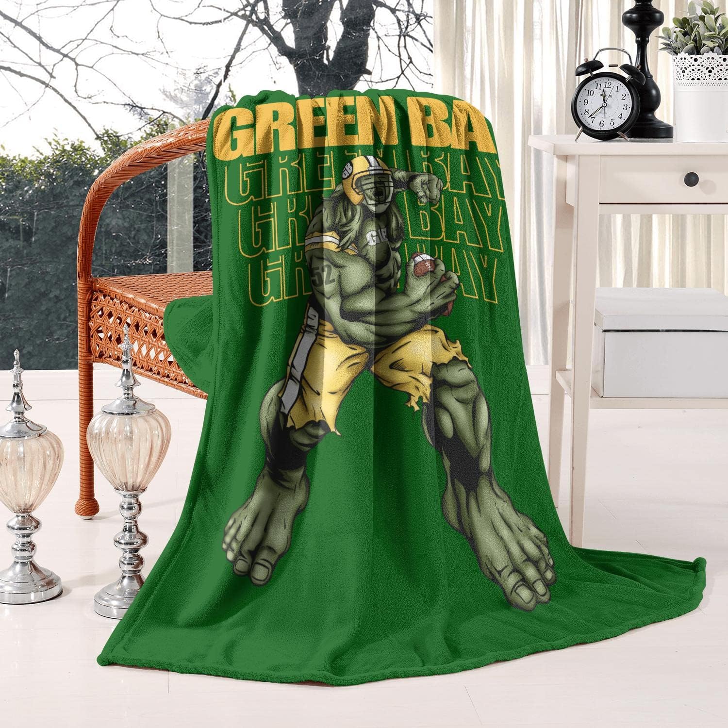 Green Bay Throw Blanket for Football Fans Gifts 50x60 Inch