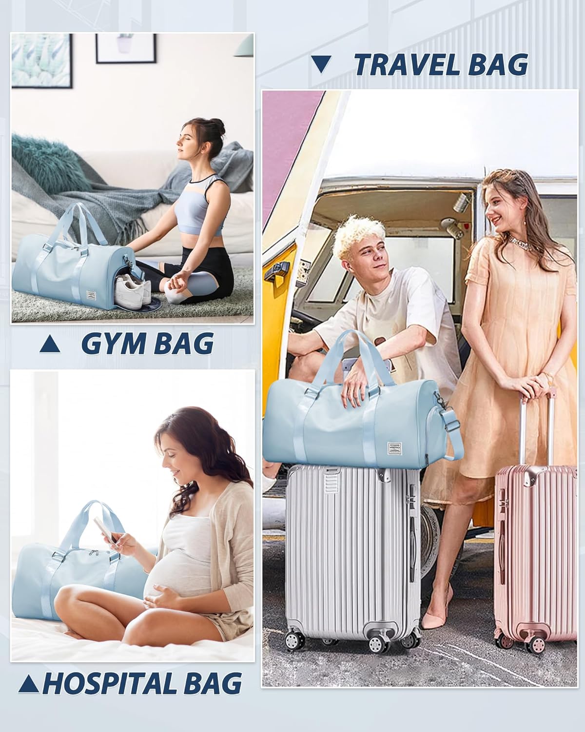 Gym Bag Womens,Travel Duffel Carry on Bag Sport Tote Bag Weekend Overnight Bag - Image 8