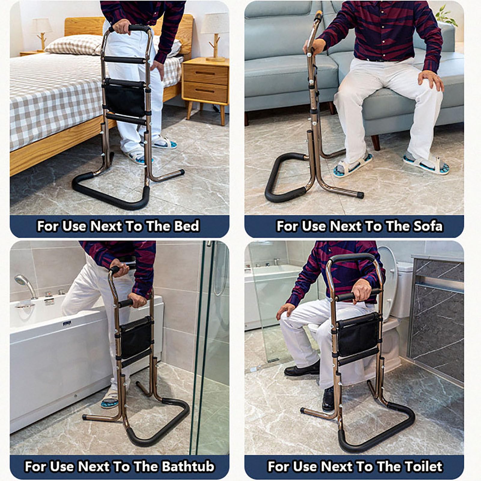 Ayuda de apoyo para silla – Altura ajustable con barandillas de seguridad para ancianos, discapacitados y embarazadas – Ayuda de movilidad y vida diaria para levantarse fácilmente