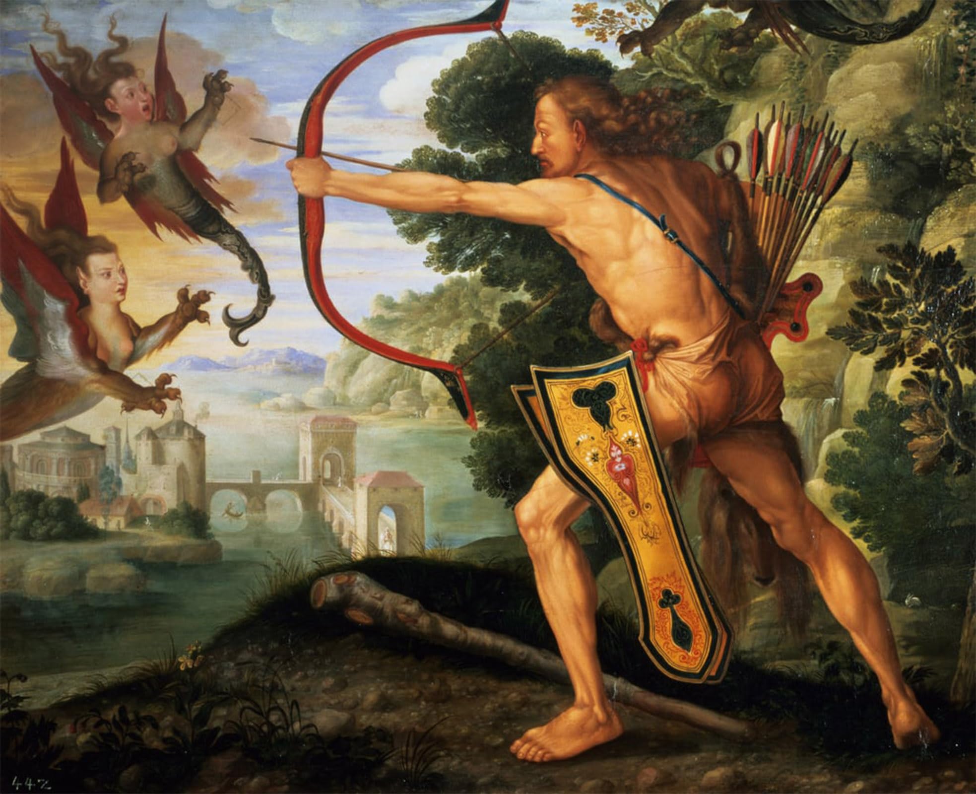 ARTXLXXBN Famous Painting Canvas Artwork Graffiti Print Hercules and the Stymphalian Birds by Albrecht Dürer Portrait Canvas Image for Home Decor 60x90cm