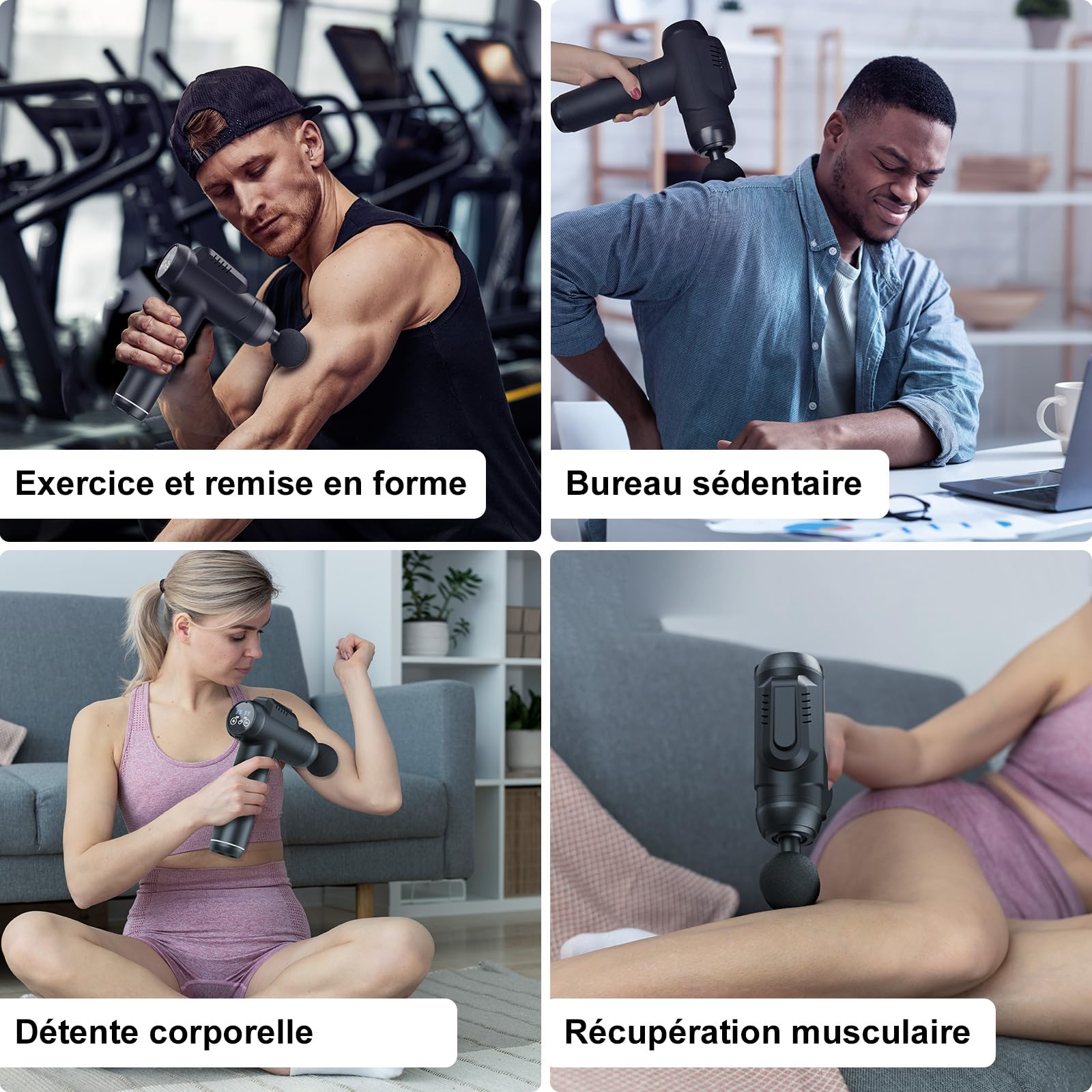 Pistolet de Massage Professionnel 99 Vitesses avec Écran LCD Tactile - Massage Musculaire Profond pour Dos, Épaules, Jambes - 6 Embouts, Silencieux, Anti-Douleur, Charge Type-C - Cadeau Femme/Homme