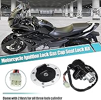 Vista 2 de X AUTOHAUX 1 Unidades de interruptor de encendido de la motocicleta cilindro combustible tanque tapa tapa bloqueo de asiento w/2 llaves para Suzuki