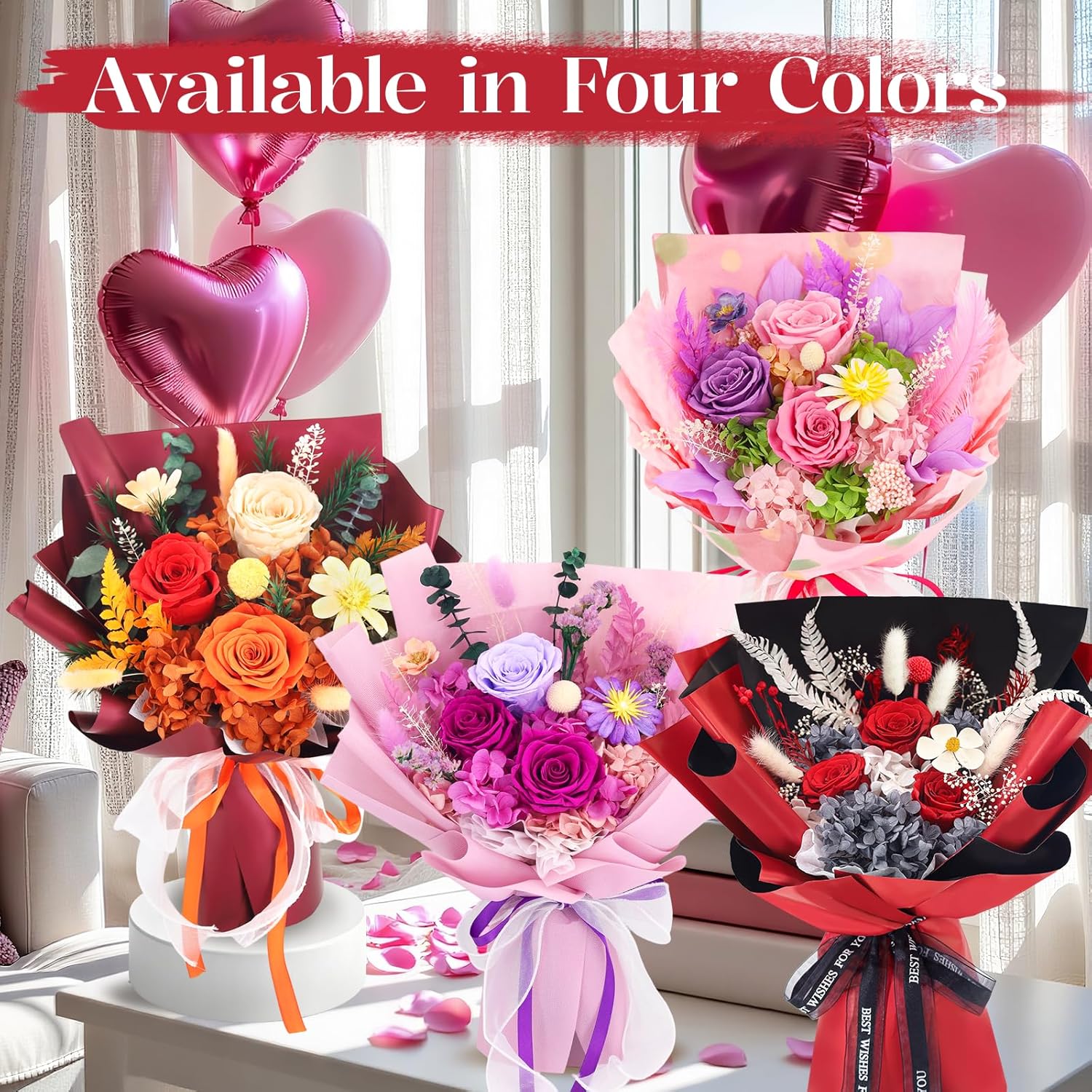 Preserved Flowers for Delivery, Purple Flowers Fresh Bouquet with Gift Box, Forever Eternal Rose for Her Mom Wife Girlfriend on Christmas, Valentines Day, Mother's Day, Birthday - Image 6