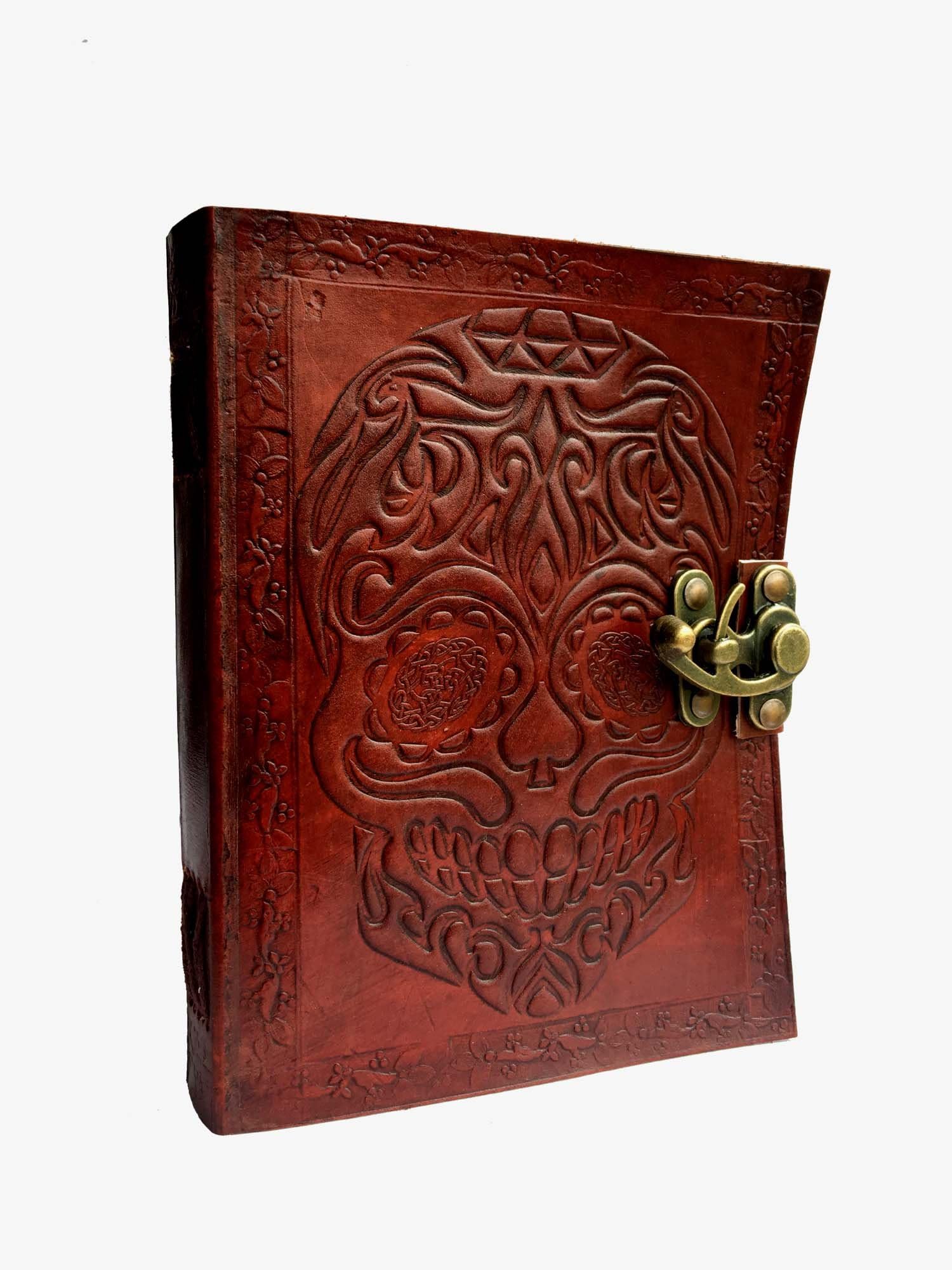 Genuine Handmade Skull Leather Journal Notebook Blank Book Office Product