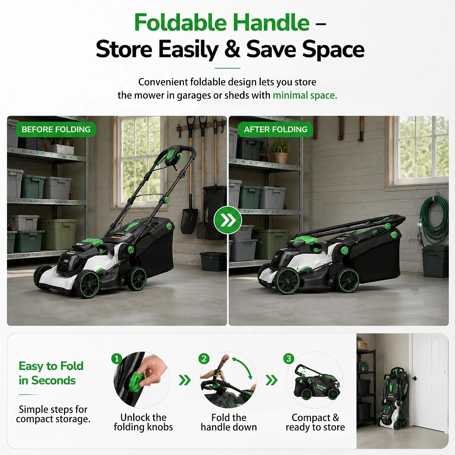 Premium Electric Push Lawn Mower for Seniors, Lightweight Design for Easy Handling, One-Touch Start, Dual 6.0Ah Batteries, Ideal for Small to Medium Yards