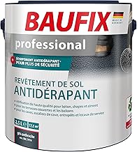 BAUFIX professional Revêtement de sol antidérapant gris anthracite, satiné, 2.5 litres, Peinture sol & béton, Antidérapant, pour béton/chape/ciment, pour intérieur et extérieur