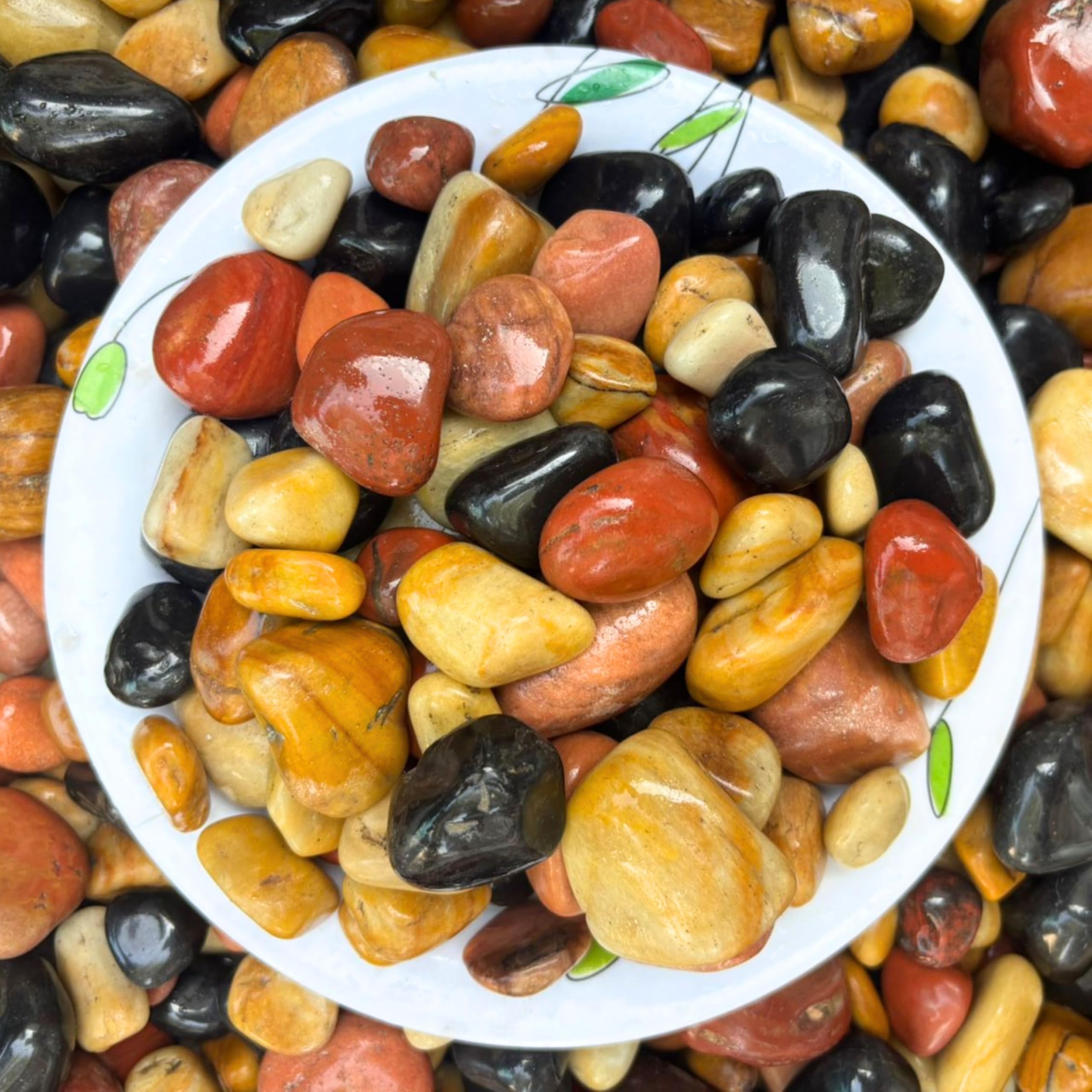 Foodie Puppies Natural Polish Mix Stone Pebbles - (2Kg) Mix Granite Stone Decorative Substrate for Aquariums, Fish Bowls, Turtle Tanks, Terrariums, Succulents, Garden Pots