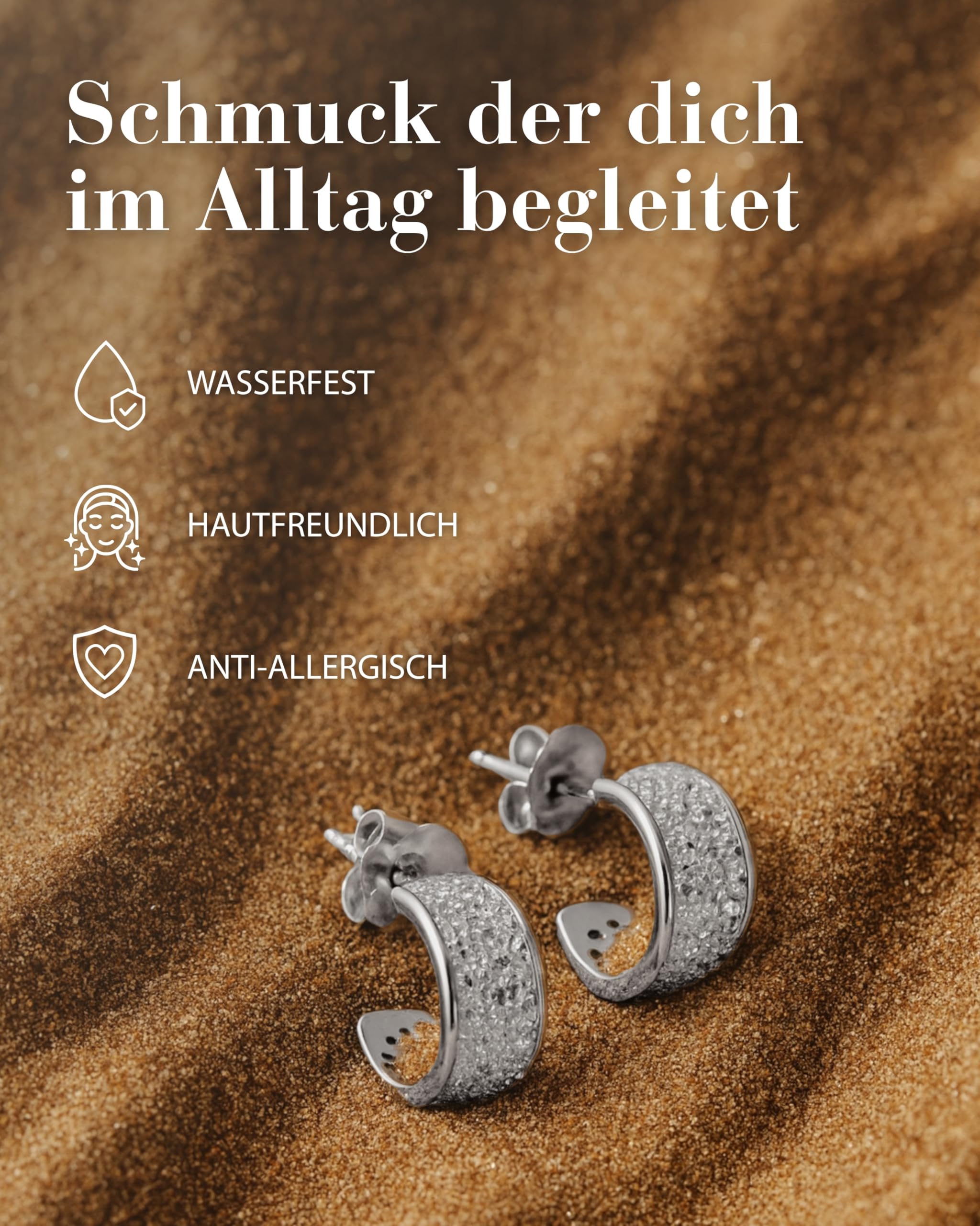 Vinani Ohrstecker Creolen Zirkonia weiß glänzend Sterling Silber 925 Ohrringe CHZ