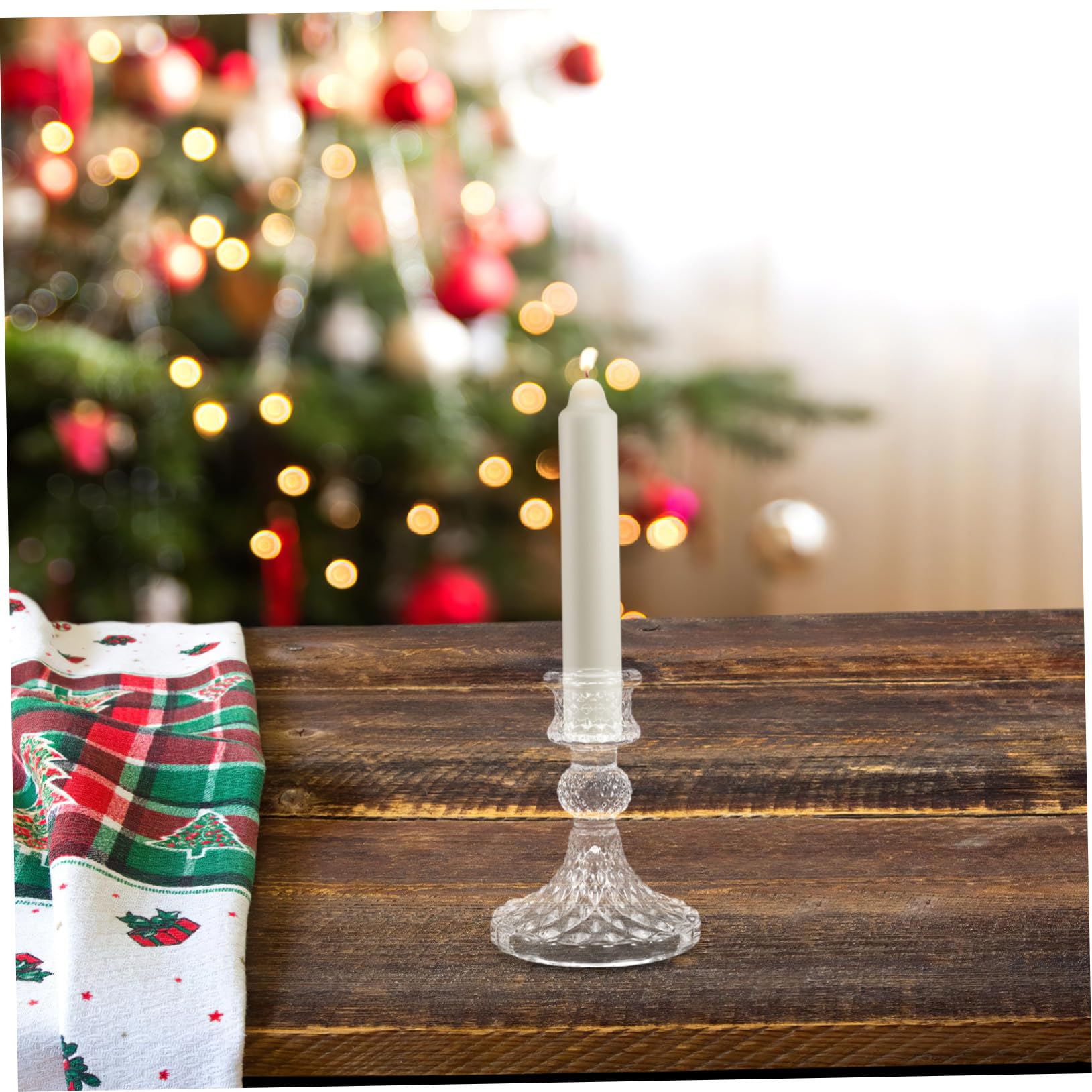 PRETYZOOM 6pezzi Portacandele in Vetro Trasparente Conici Centrotavola per Candele Decorazioni da Tavolo per Feste Natale Matrimonio San Uso da Scrivania e Eventi