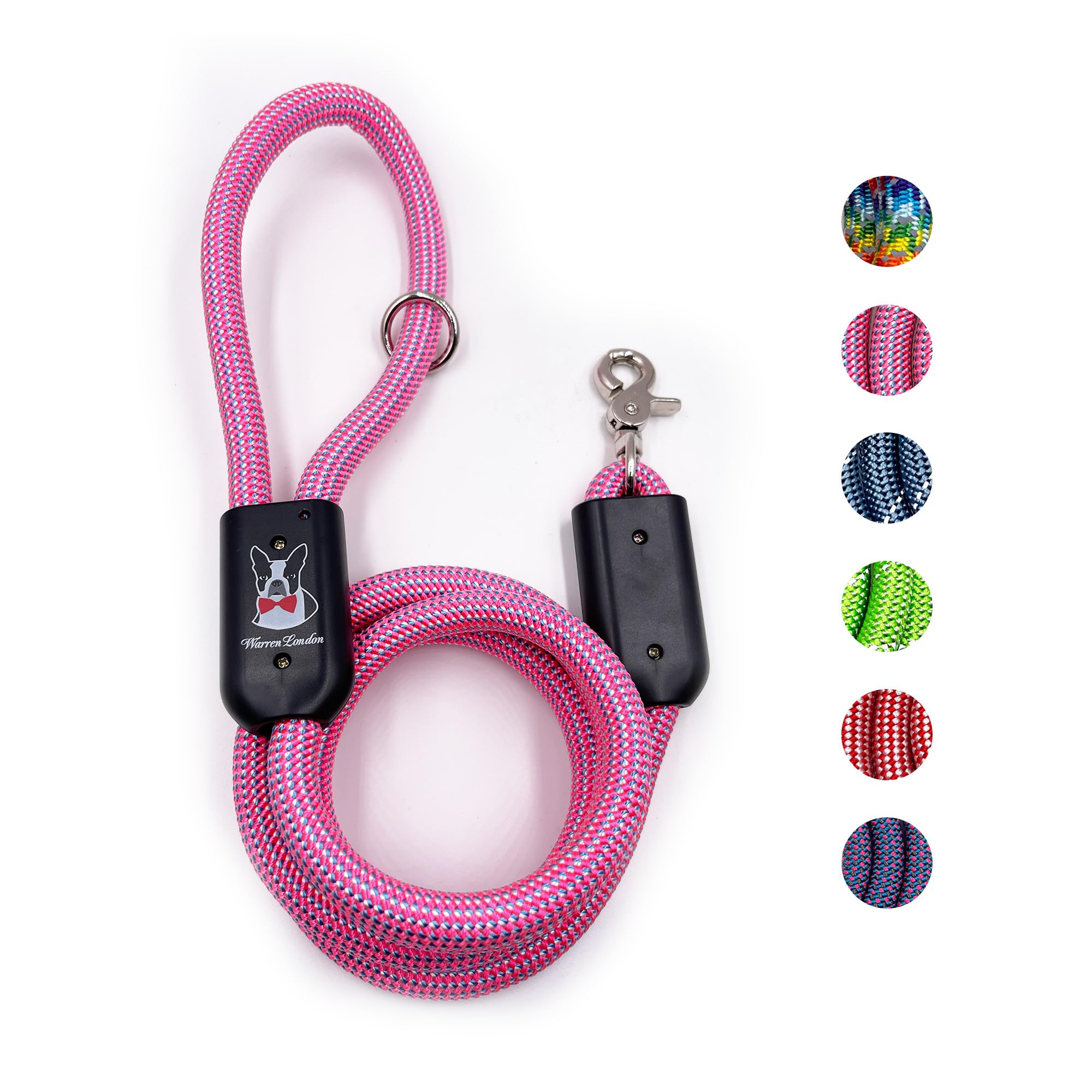 Warren LondonClimbing Rope Dog Leash | 5ft Length with Options for Reflective | Ergonomic Grip Comfort Control and Durability | Heavy Duty for Small Medium and Large Dogs | Pink