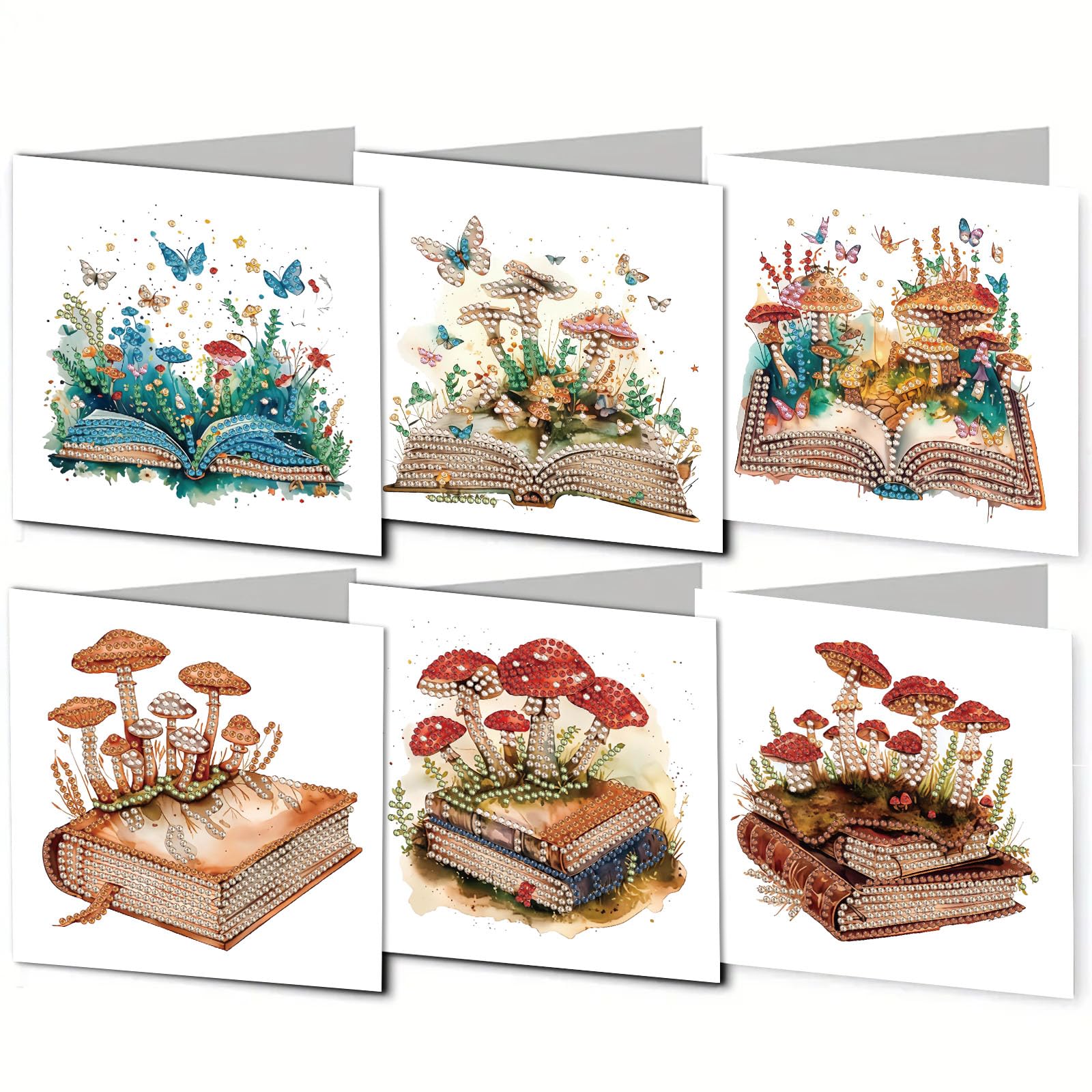 AYUCHYN ART 6 Pack Mixed Greeting Cards Magic Book | 5D DIY Diamond Painting Crystal Art Cards Making Kit with Envelopes & Full Tools | Xmas Cards Gift Postcards for Handmade 30×15cm (Magic Book)