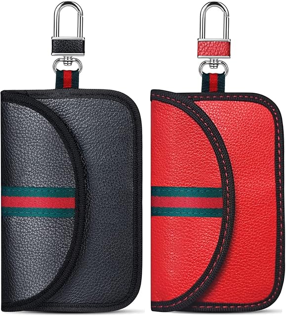 Faraday Pouch for Car Keys, 2 Pack Car Key Signal Blocking Pouch, Keyless Entry Car Keys Case, RFID Anti-Theft Faraday Bag for Car Security, Car Gifts Set