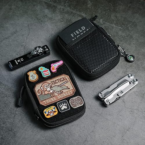 Miniatura 7 de Mighty Pouch - Organizador de bolsillo EDC de nailon con parches y anillo en D, organizador multiherramienta para equipos EDC