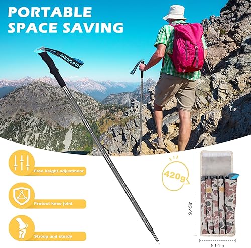 Miniatura 4 de Bastón de senderismo  Multiherramienta desmontable para hombre y mujer (7 tubos