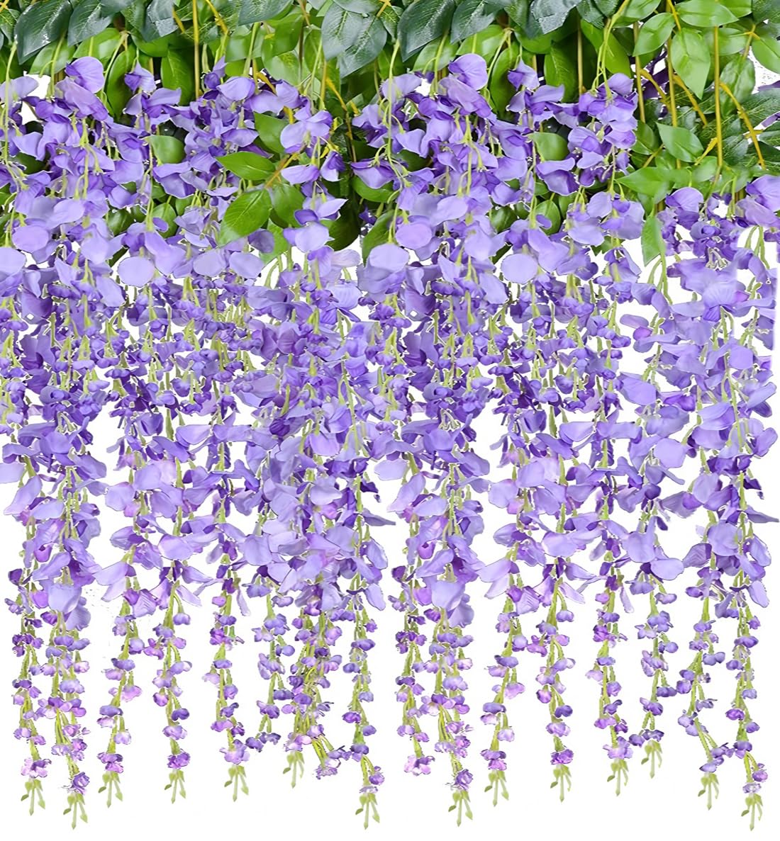 Muccp 2 Pack 20 Branches Artificial Wisteria Hanging Flowers 6 Feet Wisteria Vine Silk Wisteria Flowers Garland for Wedding DIY Party Garden Home Decor (Purple) โ image 1