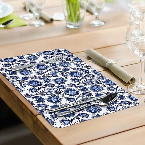 Miniatura 6 de CounterArt Shades of Blue - Juego de 4 manteles individuales reversibles de plástico flexible de fácil cuidado, fabricados en los Estados Unidos,