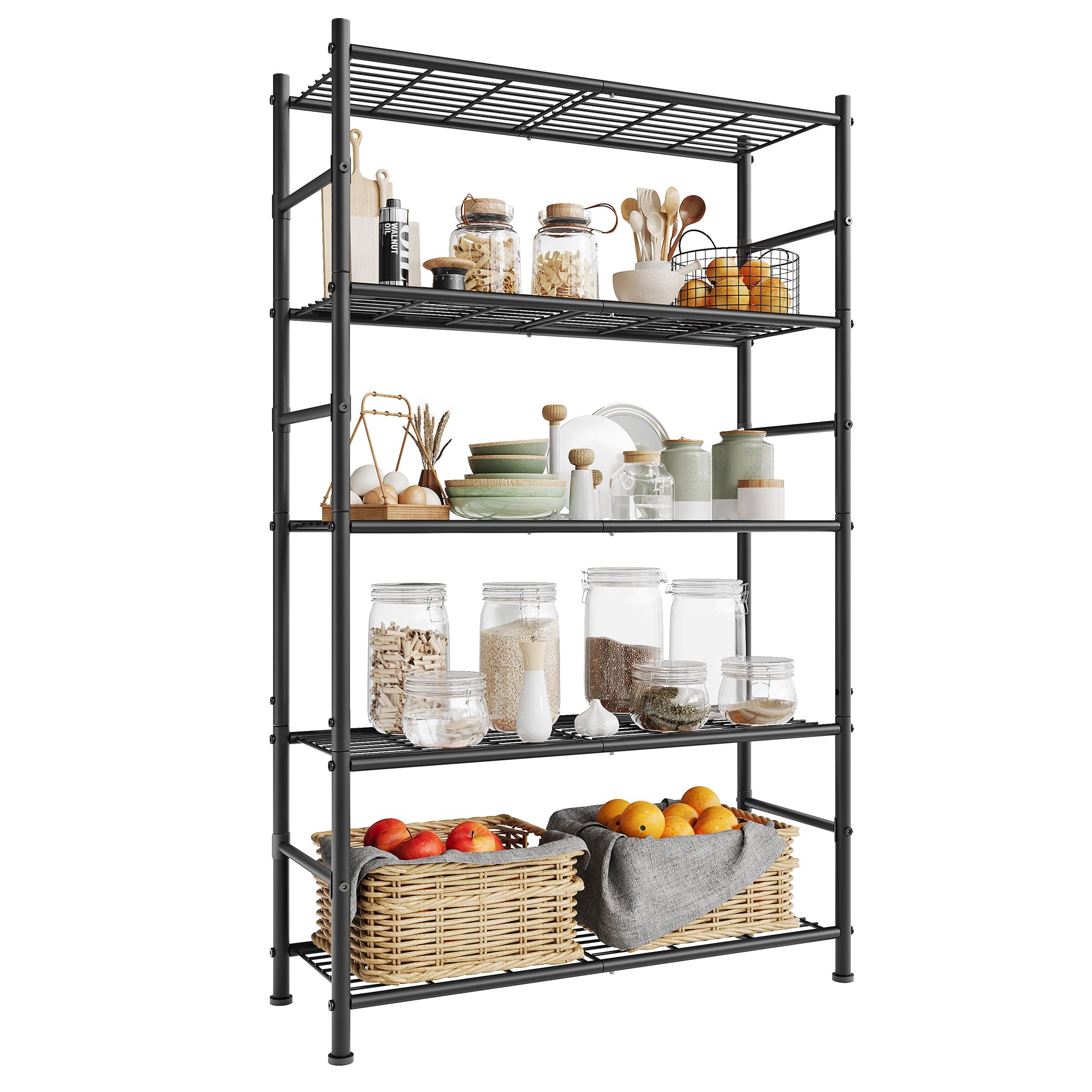 SONGMICS Kellerregal aus Stahl mit 5 Ebenen, bis 200 kg, 80 x 30 x 144 cm