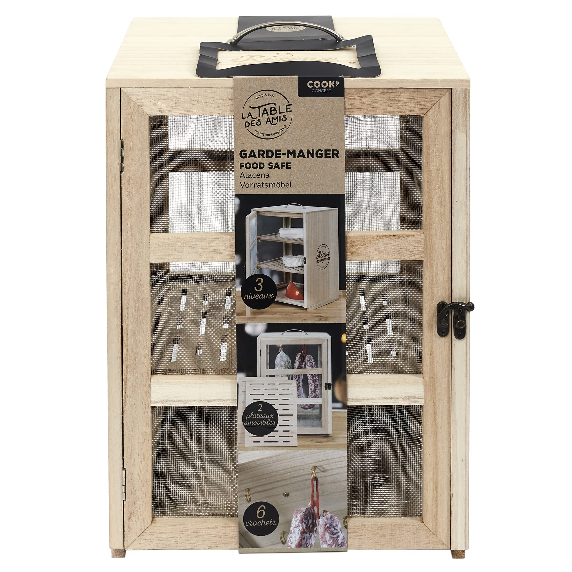 COOK CONCEPT Garde Manger 28 x 24 x 39 cm Cucina Conservazione Altro Accessorio, Paulownia, Legno, Acciaio, 28,2 x 24 x 39