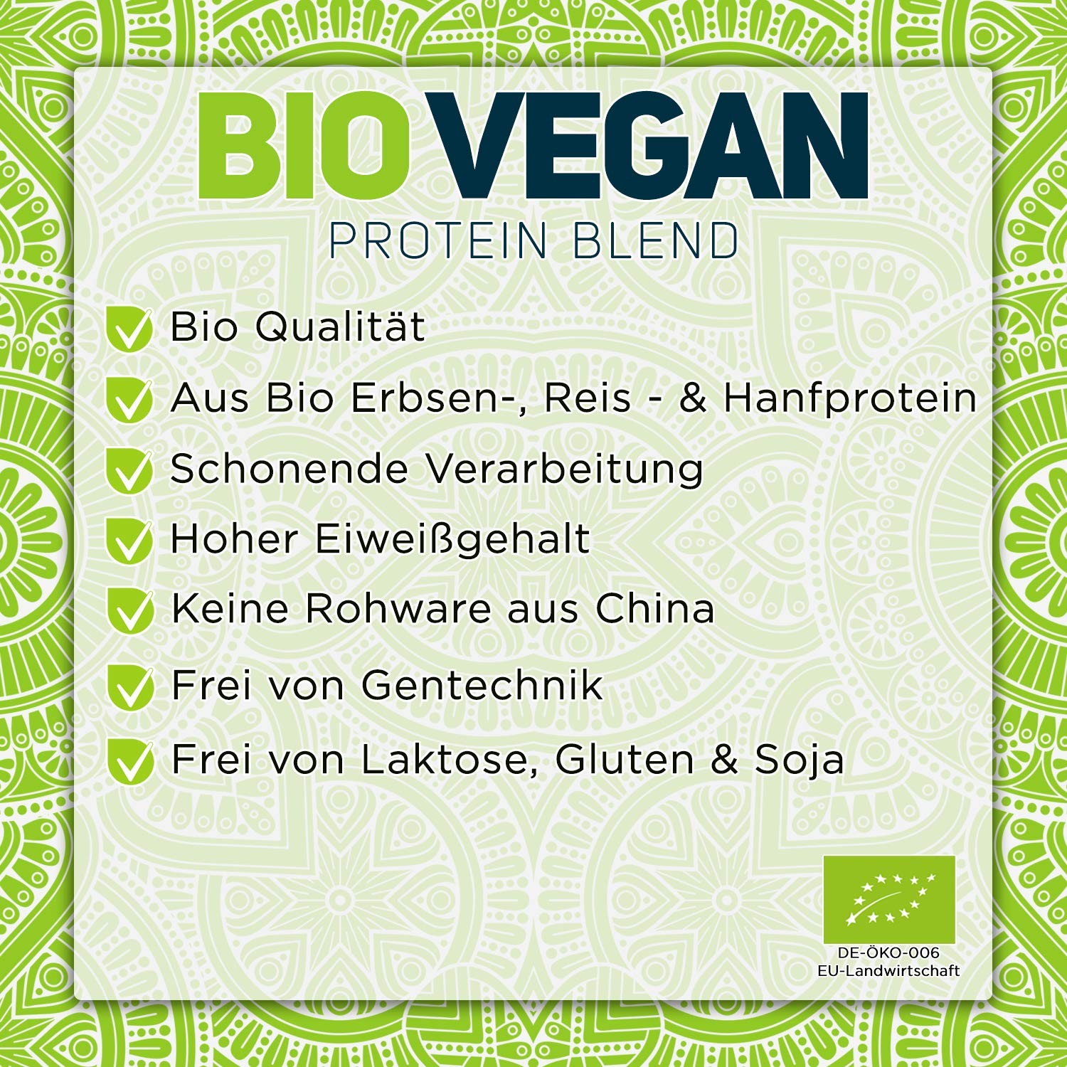 VEGJi Bio Vegan Protein Blend 1000g | Bio Erbsen-, Reis- & Hanfprotein | Hoher Proteingehalt | Ohne Süßungsmittel | Natürliche Zutaten (Geschmack: Natur)