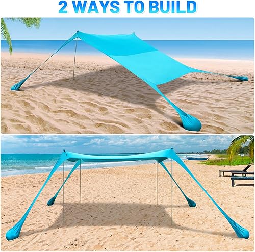 Miniatura 6 de BOTINDO - Carpa Gazebo familiar con parasol para la playa,toldo emergente para protegerse del sol, 4 tubos con bolsa de transporte para playa,