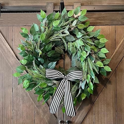 Miniatura 4 de GTIDEA 24 ramas de hojas de ficus artificiales, ramas de árbol de ficus, vegetación artificial, arreglo floral de seda para árbol Benjamina, ramo de