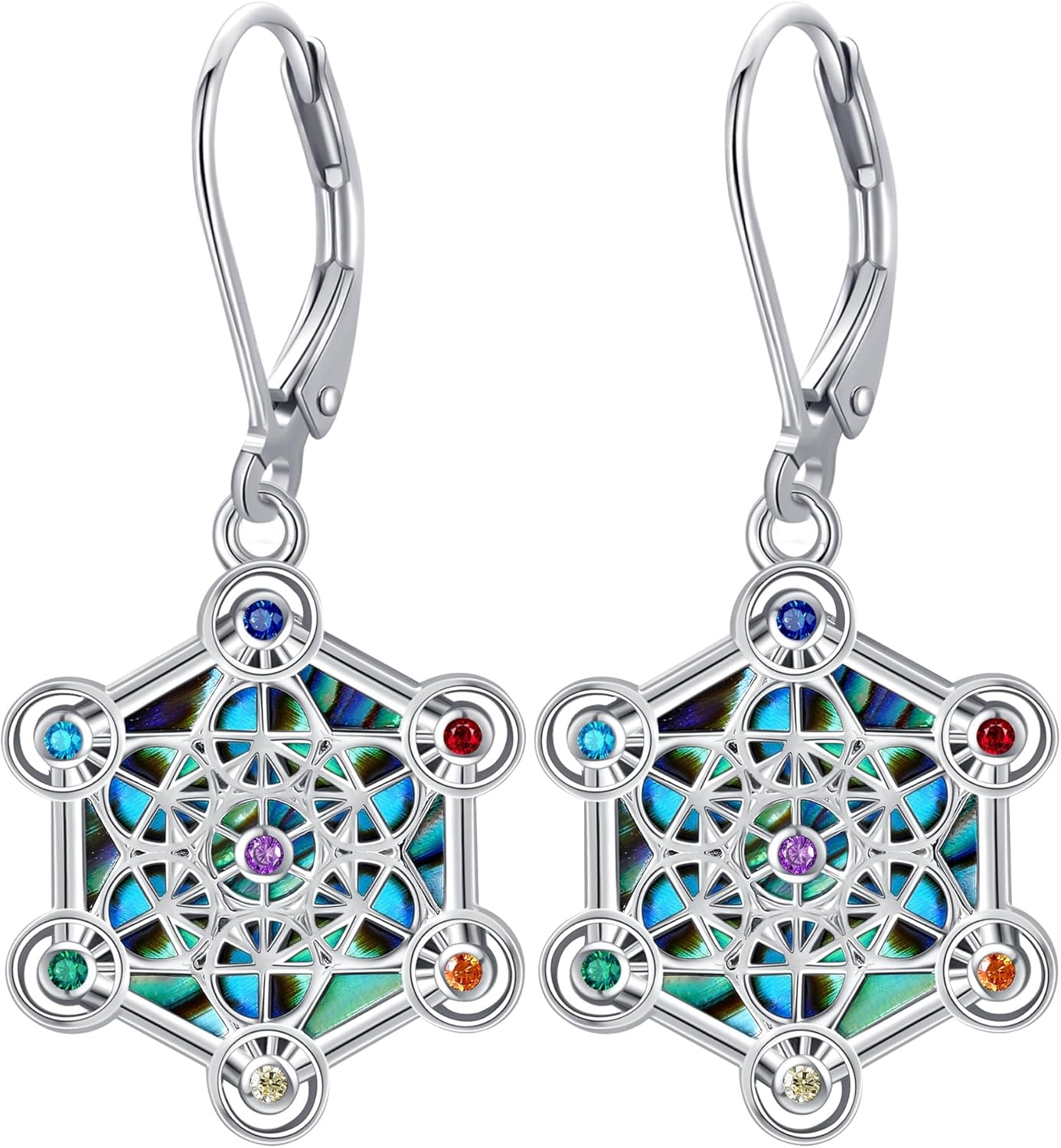URONE Metatron Cube Earrings 925 Sterling Silver Metatron Earrings Geometry Jewelry Gifts for Women