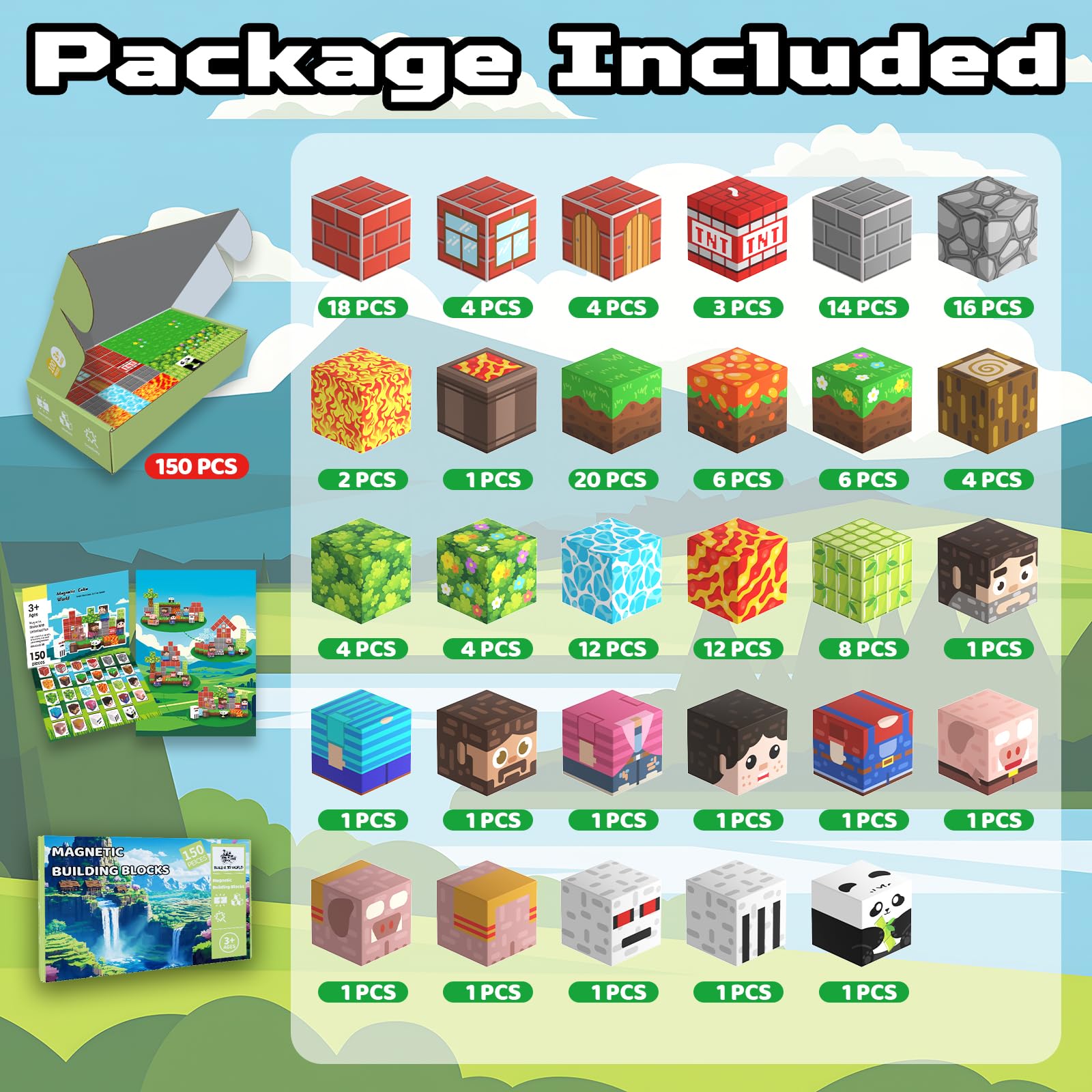 SSAWER Magnetic Blocks, 150PCS Magnetic Building Blocks - Image 2
