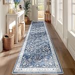 Yamaziot Washable Area Rug 3x5 – Small Non Slip Boho Runner Rug for Bedroom, Low Pile Distressed Carpet for Living Room, Bedroom, Kitchen, Entrance, Green