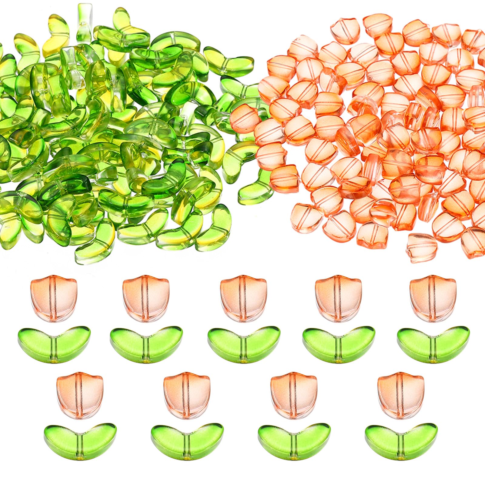 Fleur de tulipe perles de verre en cristal pour fabrication bijoux bracelets DIY