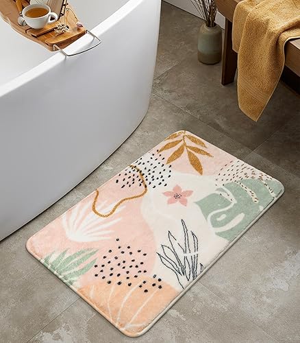Miniatura 8 de Uphome Alfombras de baño antideslizantes y lavables, bonita alfombra de baño pequeña, de terciopelo suave, color azul oscuro, diseño artístico