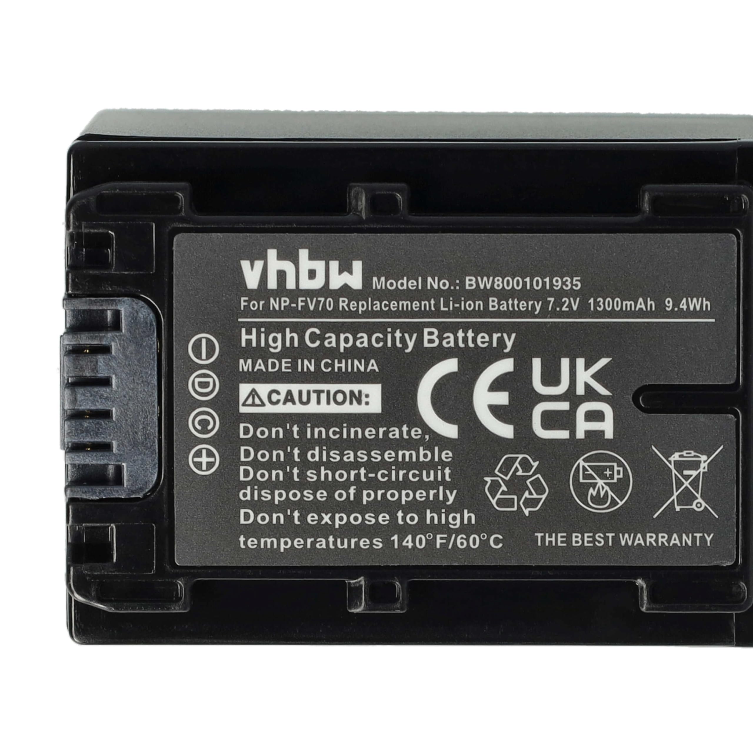 vhbw 3X Batterie Remplacement pour Sony NP-FV100
