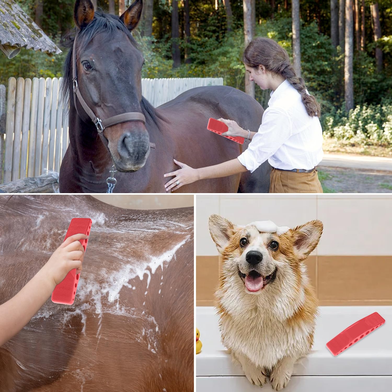 Peine de Masaje para Caballos, 6 en 1 Cepillo de aseo para caballos, Cepillos para el Cuidado del Caballo, Cepillo para limpieza para caballos, Para Caballos Para Elimina Sin Dolor Pelo Y Suciedad