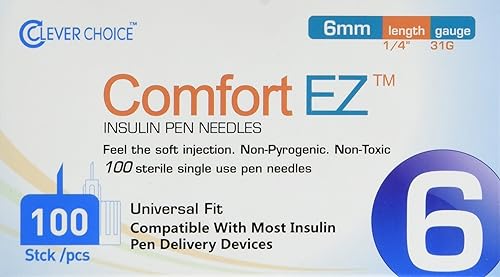 Clever Choice ComfortEZ - Agujas para bolígrafo de insulina 31G 0.236 in 100bx